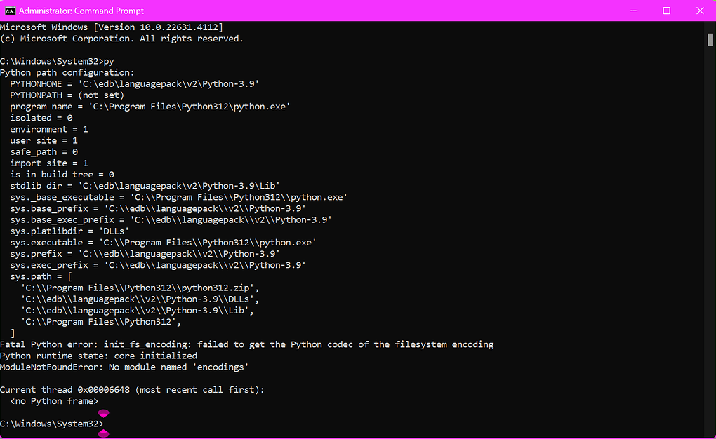 Python Error 543453s34f3dfd Software