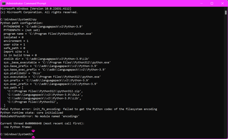 Python Error 543453s34f3dfd Software