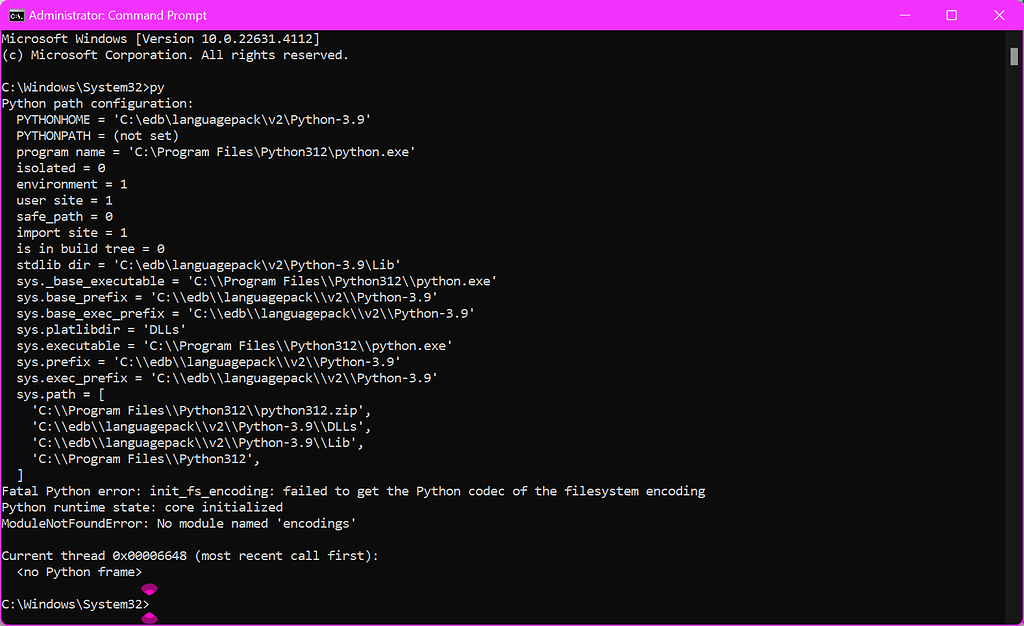 Python Error 543453s34f3dfd Software